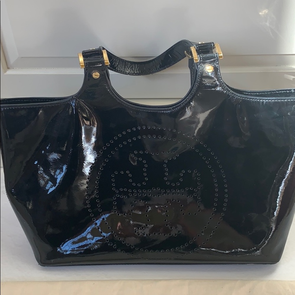 Tory Burch Black Patent Leather Tote